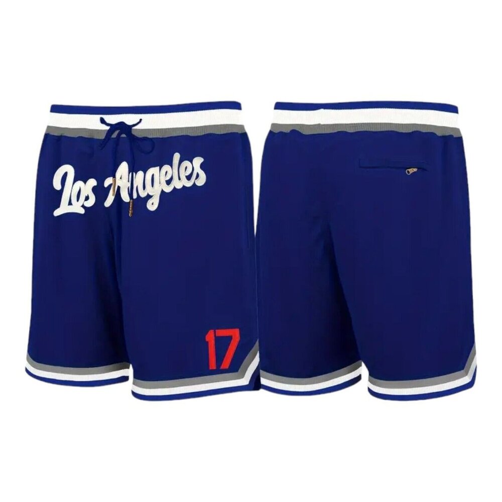Los Angeles Dodgers Baseball Basketball Shorts #17 Blue Stitched Men's Medium